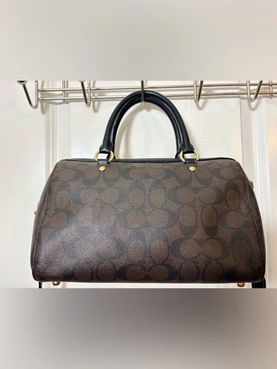 Coach Rowan Satchel Crossbody Signature Canvas Brown/Black F83607 - Picture 10 of 11